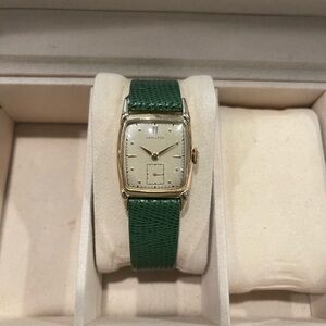Hamilton Gold-Tone Watch with Green Strap